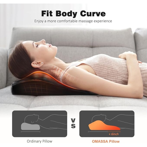 OMASSA Back Massager with Heat, Shiatsu Back and Neck Massager, 3D Kneading Deep Tissue Massage Pillow for Neck, Back, Shoulder, Muscle Pain Relief