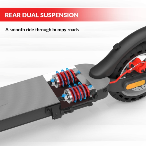 5TH WHEEL E9 Electric Scooter: 700W Peak Power, 32-35KM Range, 29.3Lbs Lightweight Foldable E-Scooter, Rear Dual Suspension for Adults Commuting