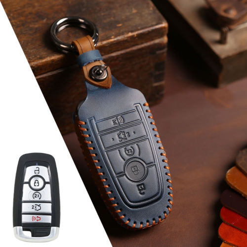 Popular car key fobs for the Ford Raptor, F150, Edge, Explorer, and Mondeo – blue retro-style smart key fob.