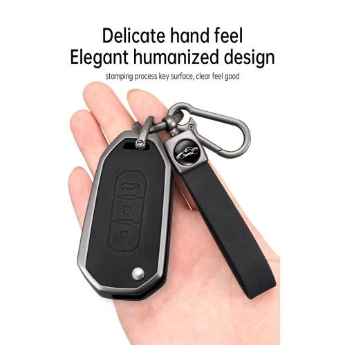 Suitable for Jiangling Ford Territory Plus Folding Territory S Key Bag Car Buckle Protector - Ford F Model [Meteorite Gray] + Wrist Strap Buckle