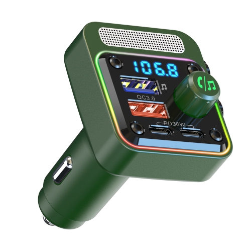 Lecteur MP3 voiture Clé USB sans perte HIFI Musique 36&nbsp;W double PD Émetteur FM Bluetooth pour l'auto - Vert