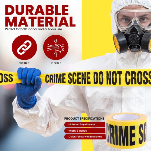 Pyle Caution Tape Yellow, Crime Scene Do Not Cross” 200 Meter Roll of Non-Adhesive Safety Barricade Warning Tape, Highly Durable & Visible for