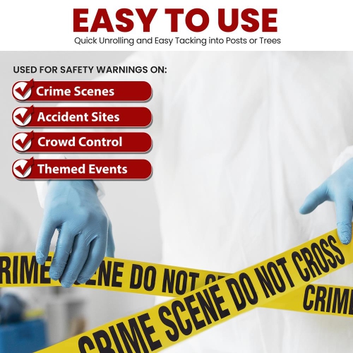 Pyle Caution Tape Yellow, Crime Scene Do Not Cross” 200 Meter Roll of Non-Adhesive Safety Barricade Warning Tape, Highly Durable & Visible for