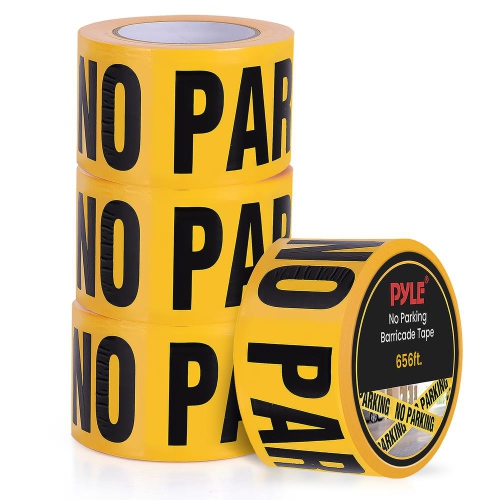 Pyle "No Parking" Caution Tape Yellow, 200 Meter Roll of Non-Adhesive Safety Barricade Warning Tape, Highly Durable & Visible for Indoor/Outdoor Use
