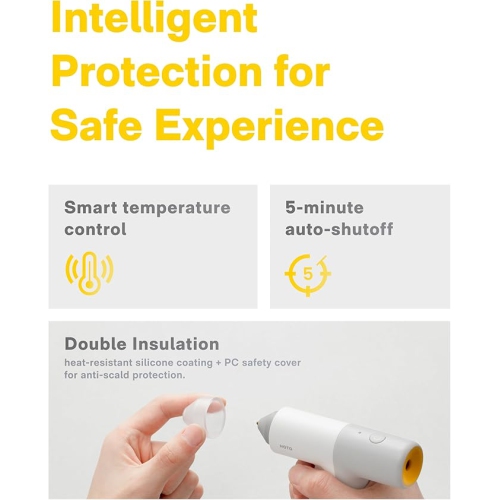 HOTO Hot Glue Gun, Cordless Mini Glue Gun with 10 Melt Glue Sticks, Manual Dispensing, 30S Heating Fast, USB-C Charging, Smart Power-Off, Suitable