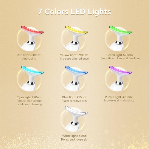 Red Light Therapy Device, 7 Color Skin Care Neck and Face Massager, Portable Facial Massager for Skin Lifting & Tightening