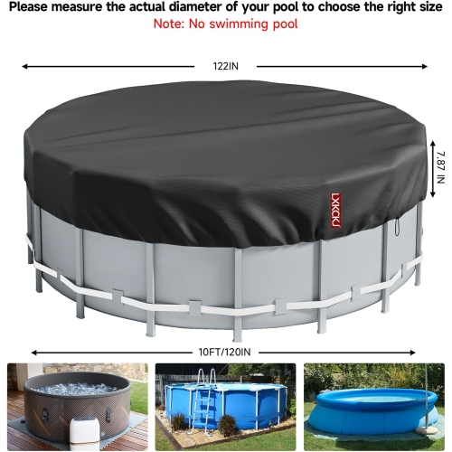10 Ft Solar Covers for Above Ground Pools,Upgrade Inground Pool Cover Protector with Drawstring Design Increase Stability, Hot Tub Blanket Cover