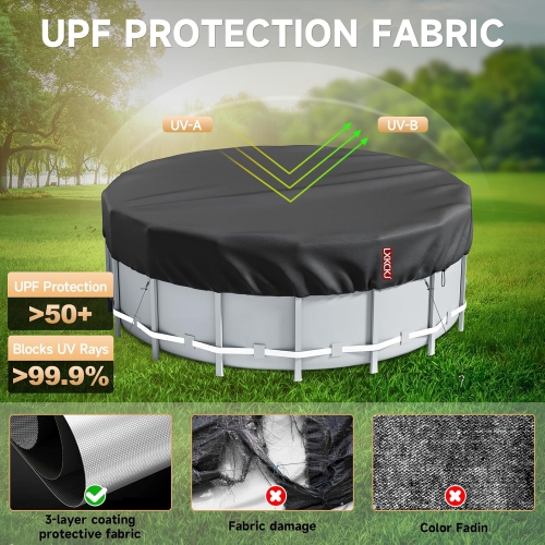 10 Ft Solar Covers for Above Ground Pools,Upgrade Inground Pool Cover Protector with Drawstring Design Increase Stability, Hot Tub Blanket Cover