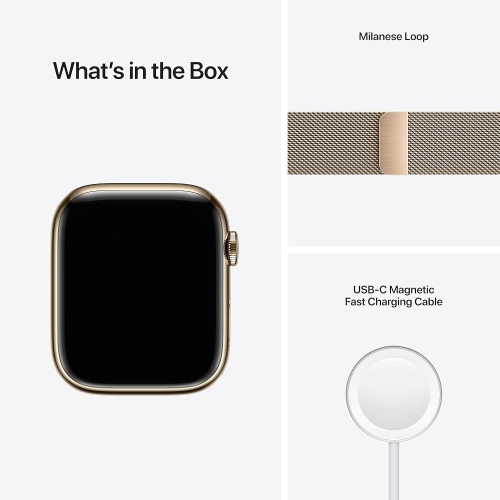 Apple Watch Series 7 (GPS + Cellular) 45mm Gold Stainless Steel Case with Gold Milanese Loop by APPLE - Refurbished condition - Image 5
