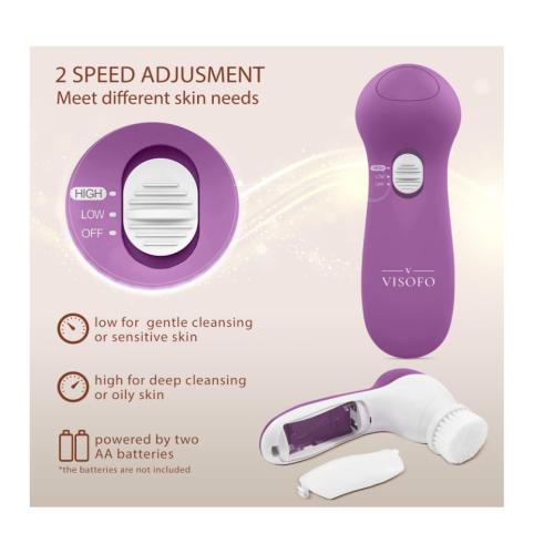 Facial Cleansing Brush Face Scrubber Exfoliating Cleaning Skin Care Cleanser Wash Women Girls Electric Beauty Powered Exfoliator Skincare Spin Tools