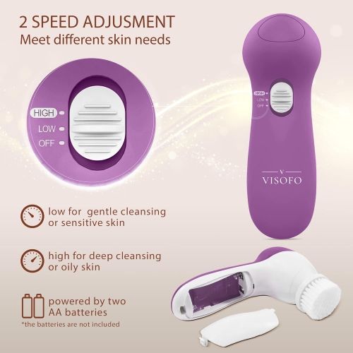 Facial Cleansing Brush Face Scrubber Exfoliating Cleaning Skin Care Cleanser Wash Women Girls Electric Beauty Powered Exfoliator Skincare Spin Tools
