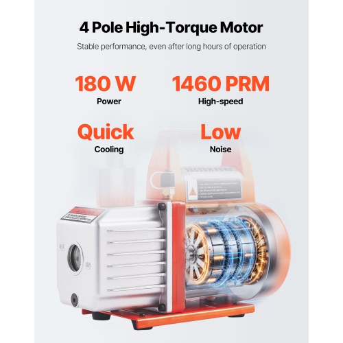 VEVOR 3 Gallon Vacuum Chamber with Pump, 3.5 CFM, Stainless Steel Degassing Chamber Kit, Single Stage Vacuum Pump, Tempered Glass Lid, 4.92 ft Hose,