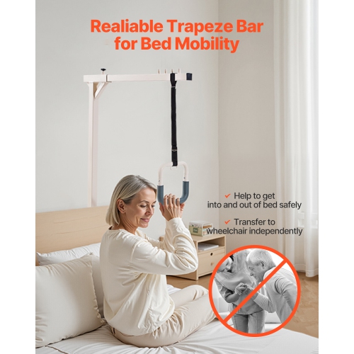 VEVOR 250 LBS Trapeze Bar for Bed Mobility, Heavy-Duty Steel Free Standing Trapeze Bar, Hospital Bed Pull Up Assist for Elderly & Disabled, Ideal for