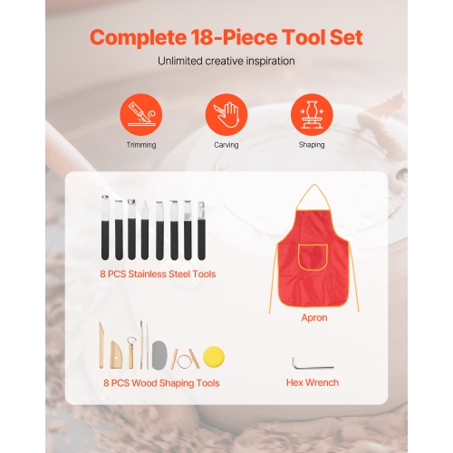 Roue de poterie VEVOR de 11&nbsp;po, machine de formage de roue en céramique, pédale réglable à 60 300&nbsp;tr/min, patte de levage réglable, cuve