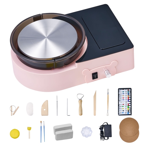 VEVOR Mini Pottery Wheel, 6 inch Turntable, Forward and Reverse Rotation, Adjustable Speed, Electric Clay Wheel for Kids and Adults, with Clay