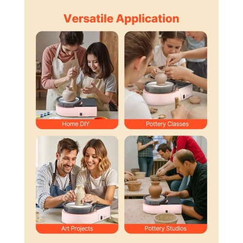 VEVOR Mini Pottery Wheel, 6 inch Turntable, Forward and Reverse Rotation, Adjustable Speed, Electric Clay Wheel for Kids and Adults, with Clay