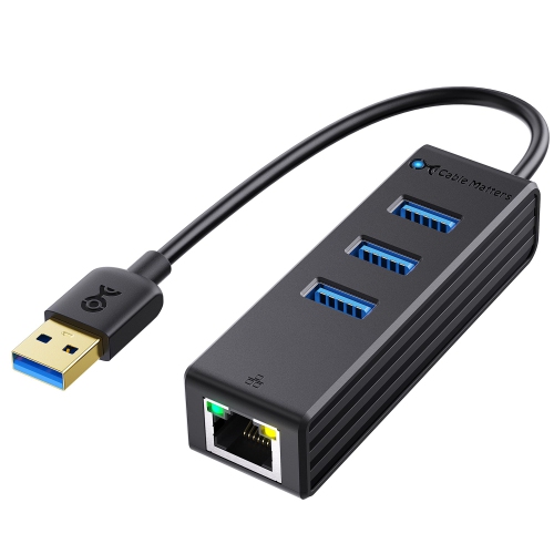 4-in-1 USB Hub With Ethernet - USB 3.0 Hub, Gigabit Ethernet Adapter, 10/100/1000Mbps Network Support