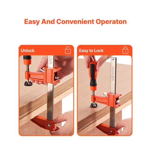 VEVOR 2-1/2 inch Depth Bar Clamps for Woodworking,2-Pack 6 inch and 2-Pack 12 inch,Lockable F-Clamp with 600 lbs Load Limit,Cast Iron and Carbon