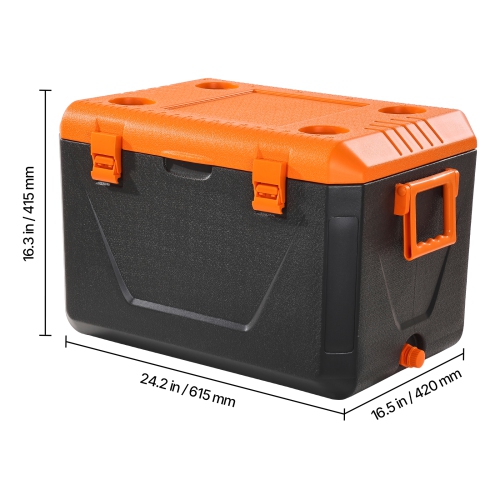VEVOR 63 QT Portable Cooler, Hard Cooler with Ice Retention, Heavy-Duty Handles and Cup Holder, Lightweight Rigid Material Insulated Portable Cooler,