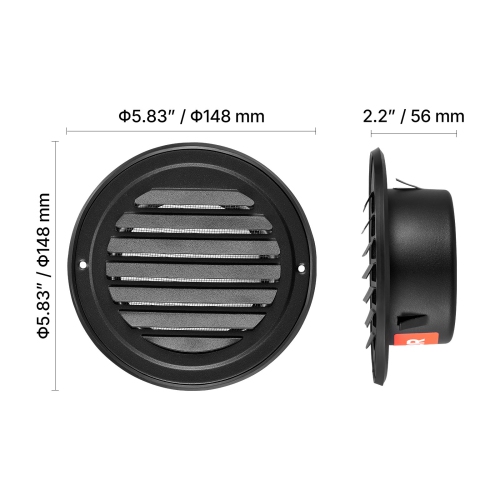 VEVOR 4 inch Wall Vent Cover, Louvered Round AC Vent Gable Cover, Premium Stainless Steel & with Built-in a Protection Screen, for