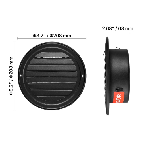 VEVOR 6 inch Wall Vent Cover, Louvered Round AC Vent Gable Cover, Premium Stainless Steel & with Built-in a Protection Screen, for