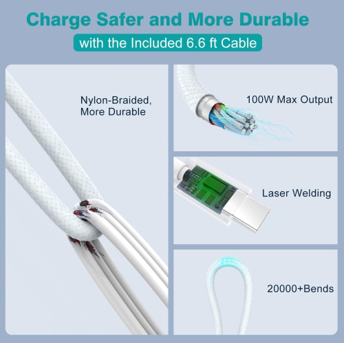 Chargeur USB-C de 100&nbsp;W pour MacBook Pro 16 14&nbsp;po MacBook Air 15 13&nbsp;po 2025 2024 2023 2022 2021 2020 2019 M4 M3 M2 M1, adaptateur