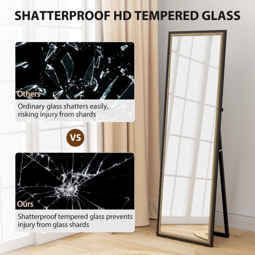 HOMCOM Full Length Mirror, 64" x 21" Rectangle Full Body Mirror with Dual-Tone Frame for Bedroom, Living Room, Floor Standing or Leaning Against