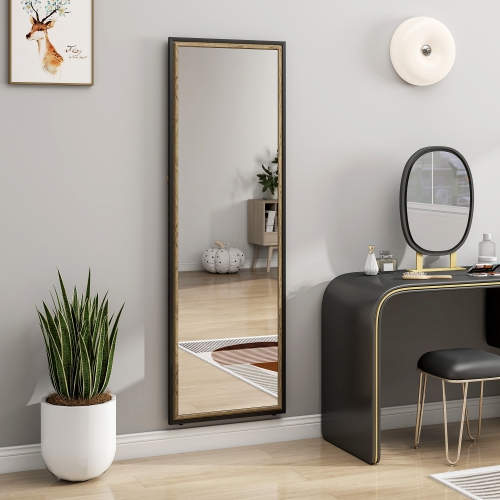 HOMCOM Full Length Mirror, 64" x 21" Rectangle Full Body Mirror with Dual-Tone Frame for Bedroom, Living Room, Floor Standing or Leaning Against