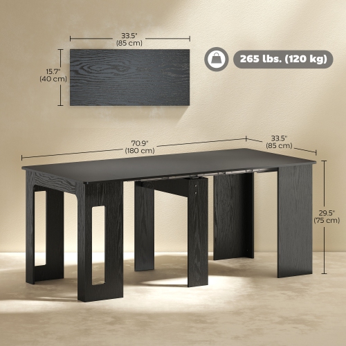HOMCOM Extendable Dining Table, Expandable Kitchen Table for Small Spaces, Seats up to 6 People, Distressed Black