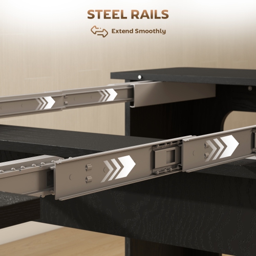 HOMCOM Extendable Dining Table, Expandable Kitchen Table for Small Spaces, Seats up to 6 People, Distressed Black