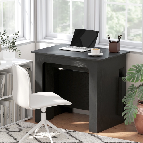 HOMCOM Extendable Dining Table, Expandable Kitchen Table for Small Spaces, Seats up to 6 People, Distressed Black