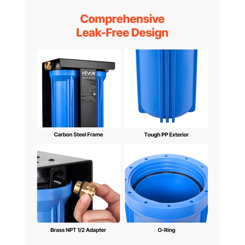 VEVOR 2-Cartridge RV Water Filtration System, Water Filter System for Campers, Remove Chlorine, Bad Tastes, Odors, and Most Contaminants, RV Filter