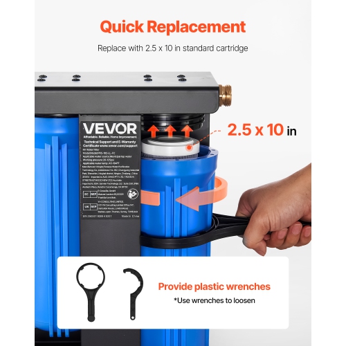 VEVOR 2-Cartridge RV Water Filtration System, Water Filter System for Campers, Remove Chlorine, Bad Tastes, Odors, and Most Contaminants, RV Filter
