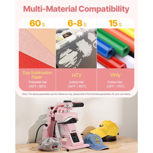VEVOR Hat Heat Press Machine, with 2pcs Interchangeable Platens, Precise Temperature and Time Control, Hat Press for HTV Iron On and Sublimation