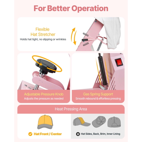 VEVOR Hat Heat Press Machine, with 2pcs Interchangeable Platens, Precise Temperature and Time Control, Hat Press for HTV Iron On and Sublimation