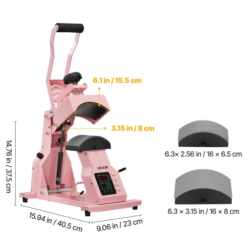 VEVOR Hat Heat Press Machine, with 2pcs Interchangeable Platens, Precise Temperature and Time Control, Hat Press for HTV Iron On and Sublimation