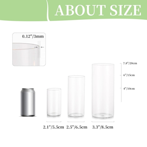 NIERBO Glass Cylinder Vases Set of 12, Hurricane Candle Holder Clear, Glass Cylinder Vase, Glass Vases for Centerpieces for Home Decor Wedding