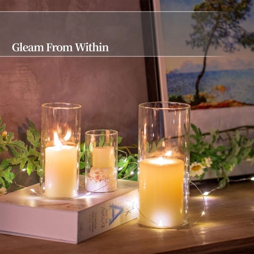 NIERBO Glass Cylinder Vases Set of 12, Hurricane Candle Holder Clear, Glass Cylinder Vase, Glass Vases for Centerpieces for Home Decor Wedding