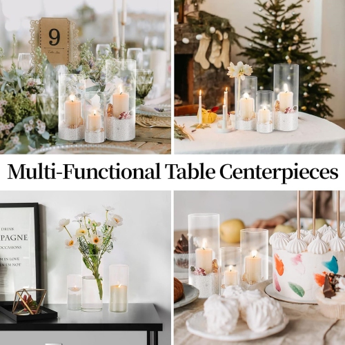 NIERBO Glass Cylinder Vases Set of 12, Hurricane Candle Holder Clear, Glass Cylinder Vase, Glass Vases for Centerpieces for Home Decor Wedding