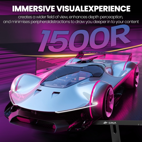 CRUA 30 inch Curved Gaming Monitor, 200HZ Ultrawide Computer Monitor, WFHD(2560 * 1080P) VA Screen,21:9,1500R,120% sRGB, PC Monitors Support