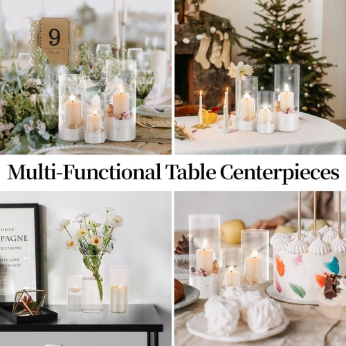 NIERBO Glass Cylinder Vases Set of 12, Hurricane Candle Holder Clear, Glass Cylinder Vase, Glass Vases for Centerpieces for Home Decor Wedding