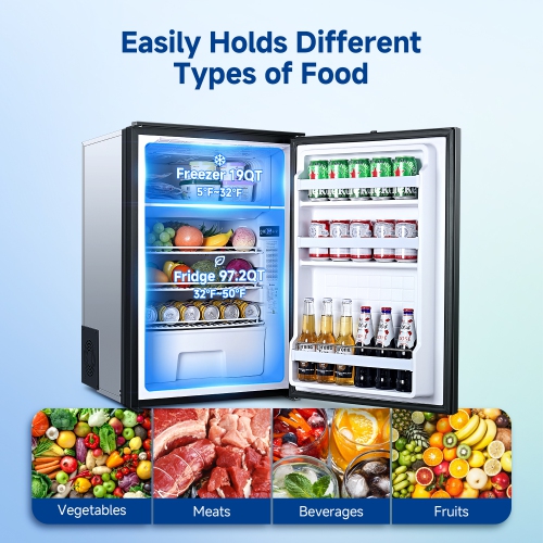 116QT 12V Car Fridge, Dual Zone Portable Freezer with LED,Compressor Cooler 12/24V DC for Camping, Boat