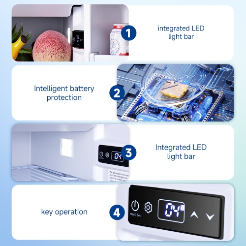 116QT 12V Car Fridge, Dual Zone Portable Freezer with LED,Compressor Cooler 12/24V DC for Camping, Boat