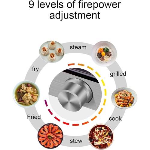 Portable electric stove, 2200W electric ceramic stove, 9-level power adjustment, waterproof and stain-resistant, suitable for stainless steel and