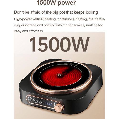 Small ceramic stove, 1500W power/3-hour timer/no stove option, suitable for making tea and boiling water, 110V