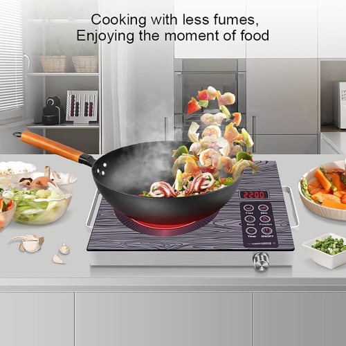 Portable electric stove, 2200W electric ceramic stove, 9-level power adjustment, waterproof and stain-resistant, suitable for stainless steel and