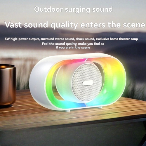 Cool Outdoor Bluetooth Speaker - 5W High-Power RGB Ambient Lighting Speaker, 9D Subwoofer, Portable Camping Desktop Night Light, Supports TF Card/USB