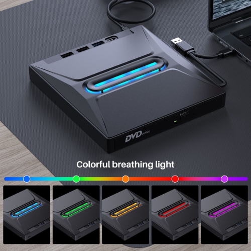 Lecteur optique externe DE TYPE C Ordinateur portatif USB Ordinateur de bureau Carte d'extension pour graveur de lecteur DVD externe multifonction -