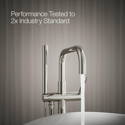 KOHLER K-T97328-4-SN Purist Floor-Mount Bath Filler with Handshower, Polished Nickel