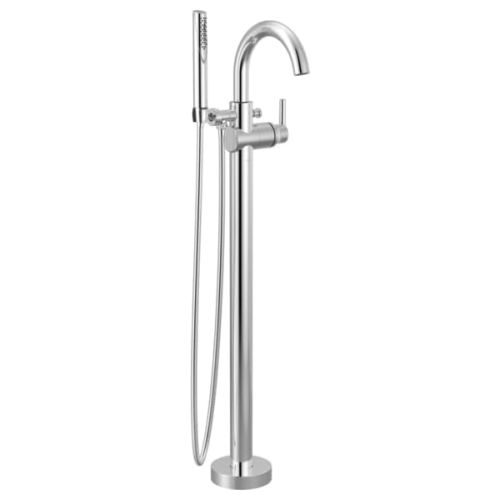 Delta Faucet Trinsic Floor-Mount Freestanding Tub Filler with Hand Held Shower, Chrome Bathtub Faucet